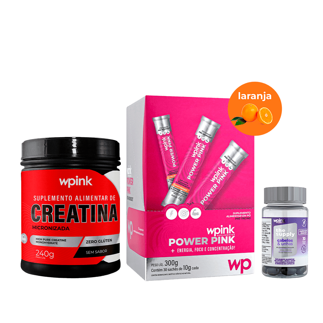 Power pink de laranja + creatina sem sabor + cabelos e unhas - wp