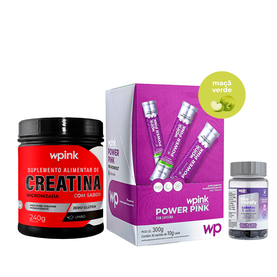 power pink sem cafeina uva verde + creatina de limão + cabelos e unhas - wp